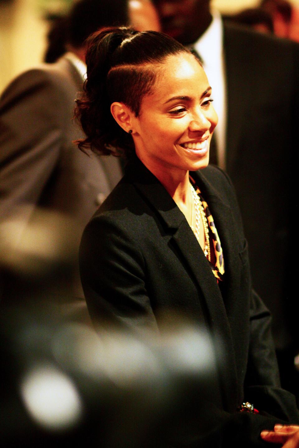 Jada Pinkett Smith, acclaimed actress, enters Leverett dining hall on Saturday evening, where she was honored as Woman of the Year by the Harvard Black Men's Forum.
