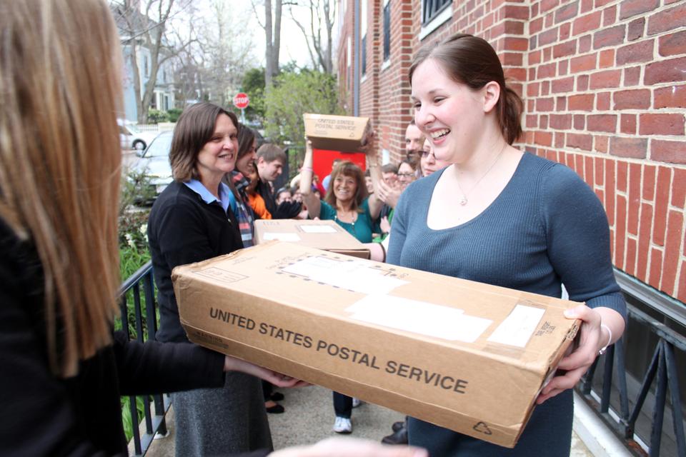 The staff members cheer as they load the acceptance letters, wish for luck as they load the wait-list letters, and silently load the rejection letters as they send letters to the 34,302 applicants to the class of 2016. 