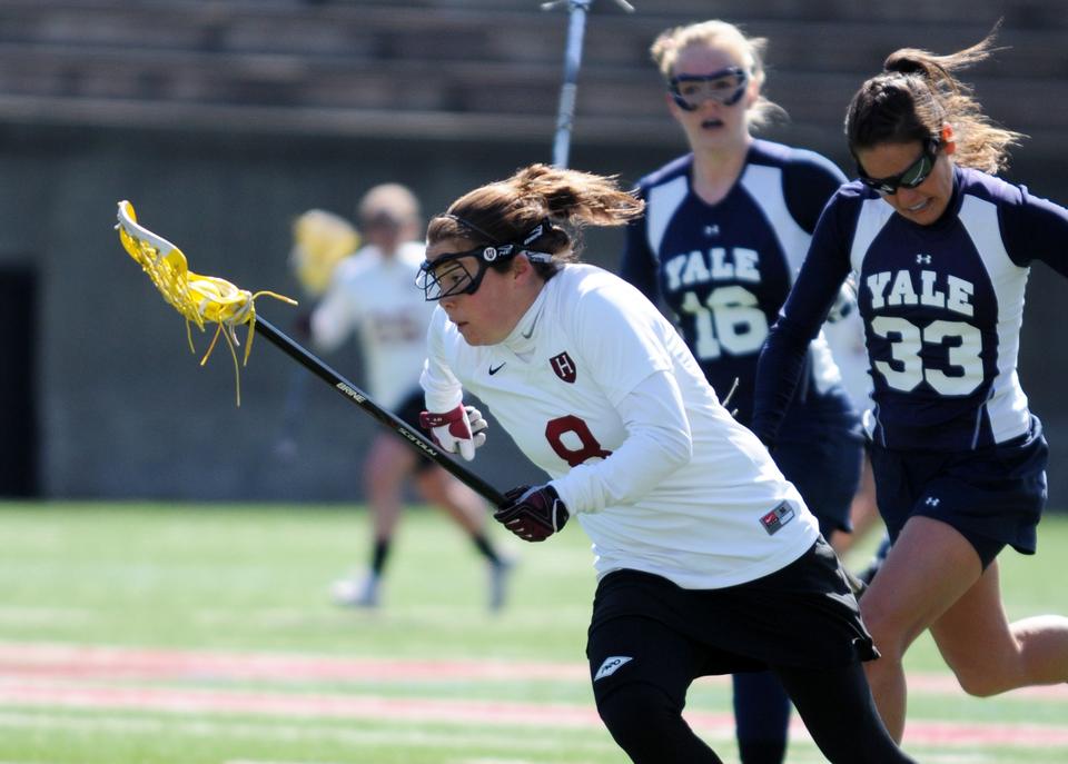 The one goal, one assist, and three ground balls by co-captain Melanie Baskind, shown here in earlier action, were not enough for the Harvard women’s lacrosse team, which fell to No. 9/9 Virginio, 12-6, in Charlottesville, Va. on Monday night, dropping its second contest in a row.

