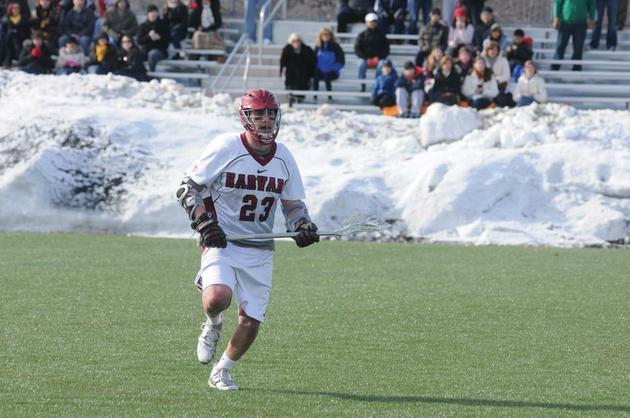 Senior attackman Jeff Cohen, shown here in earlier action, scored his 133rd career goal against Cornell on Saturday, breaking the all-time Harvard record previously held by Dave Bohn '61.