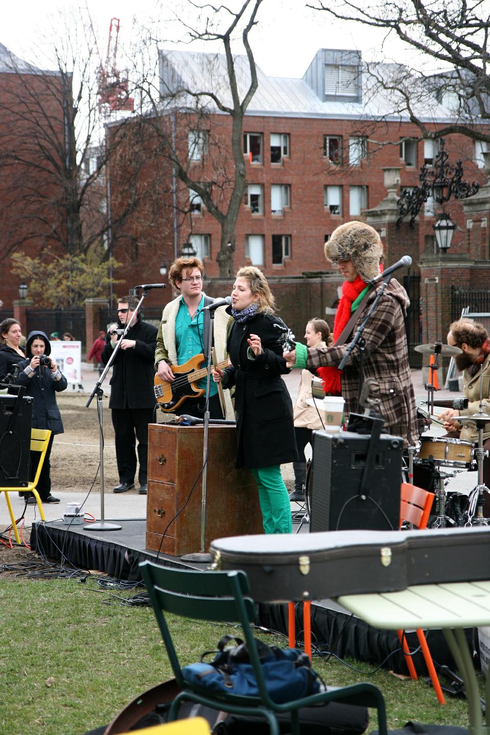 Common Spaces 2012 launched Monday with the return of the colorful chairs in the Yard and a kickoff concert outside the Science Center featuring The Lisps.