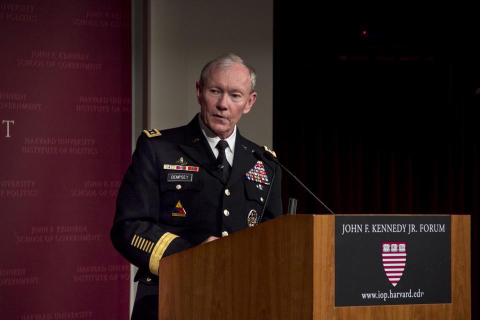Chairman of the Joint Chiefs of Staff Martin Dempsey is giving a speech about how the Armed Forces of the United States have to be prepared for new challenges in an ever changing world.