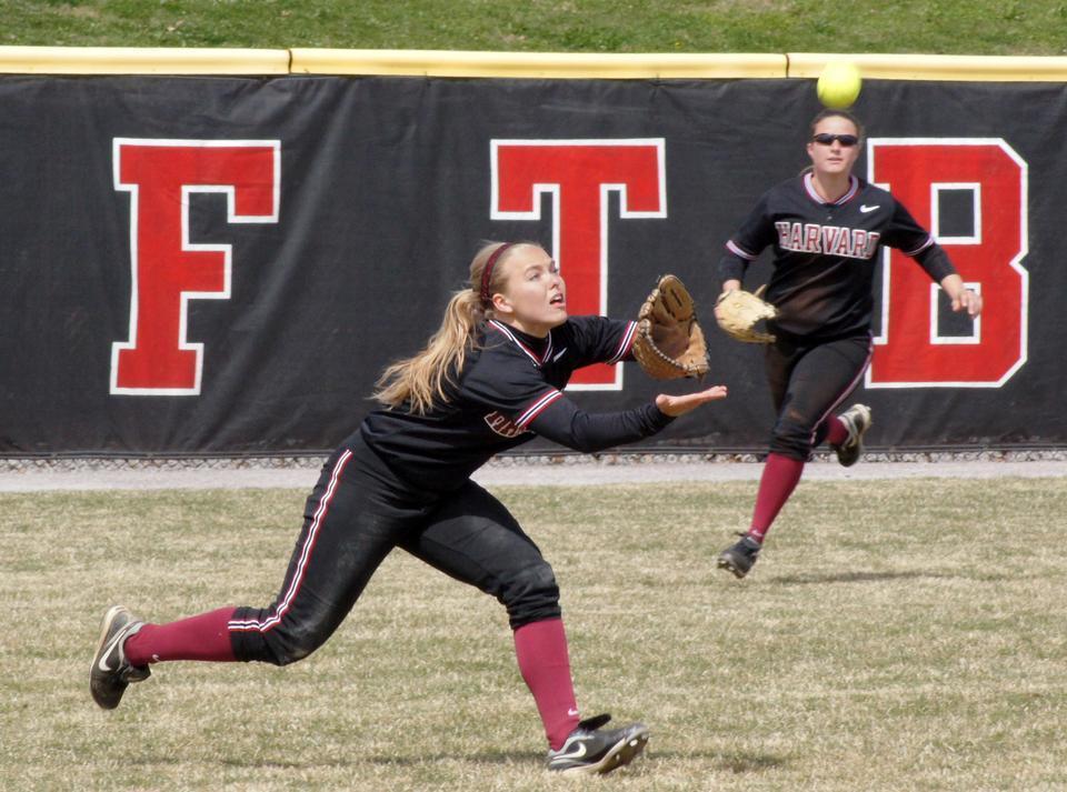 In the Harvard softball teams two wins over Yale on Saturday, junior outfielder Ashley Heritage, shown in earlier action, went 4-for-6.