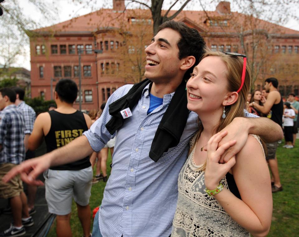 Paolo Singer '13 and Julia Konrad '13 enjoy 3LAU's beats.