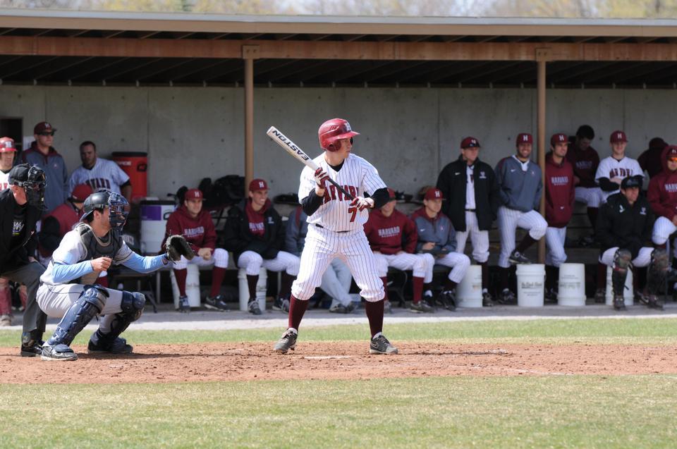 Senior Jeff Reynolds, shown here in earlier action, played a large role in the Crimson’s, ultimately futile, late-game comeback. The infielder went two-for-five and knocked in three RBI as Harvard fell to UMass in the Beanpot Championship Game in Lowell, Mass. 