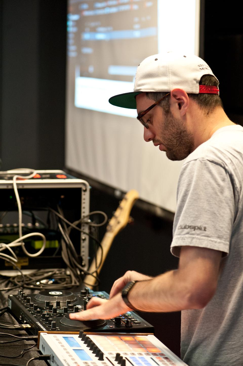 DJ Shiftee aka Samuel Morris Zornow ‘08, a two time DMC World DJ Finals Champion, returned to campus to give instruction on electronic DJing.