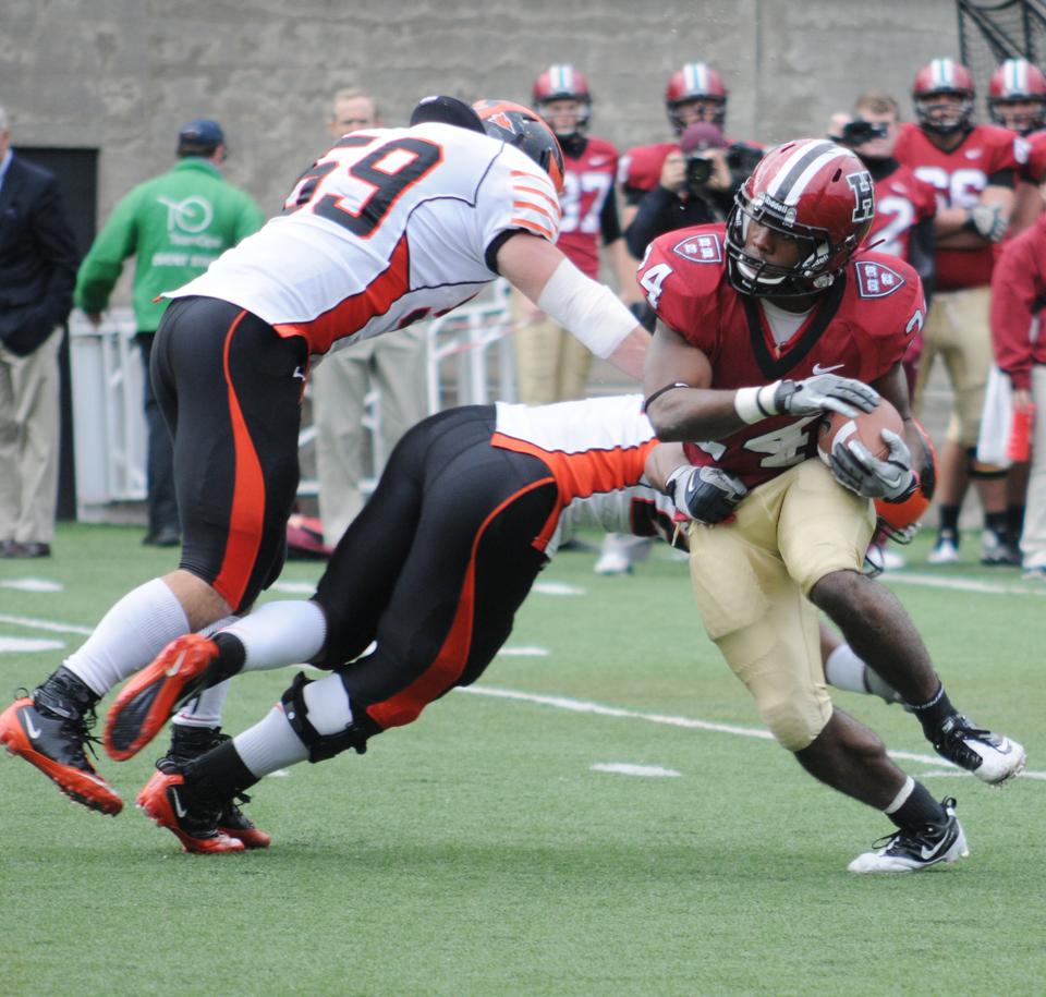 Junior running back Treavor Scales and the Harvard football team steamrolled the Ancient Eight in 2011, topping each of its seven conference foes by at least 10 points en route to an Ivy League title.
