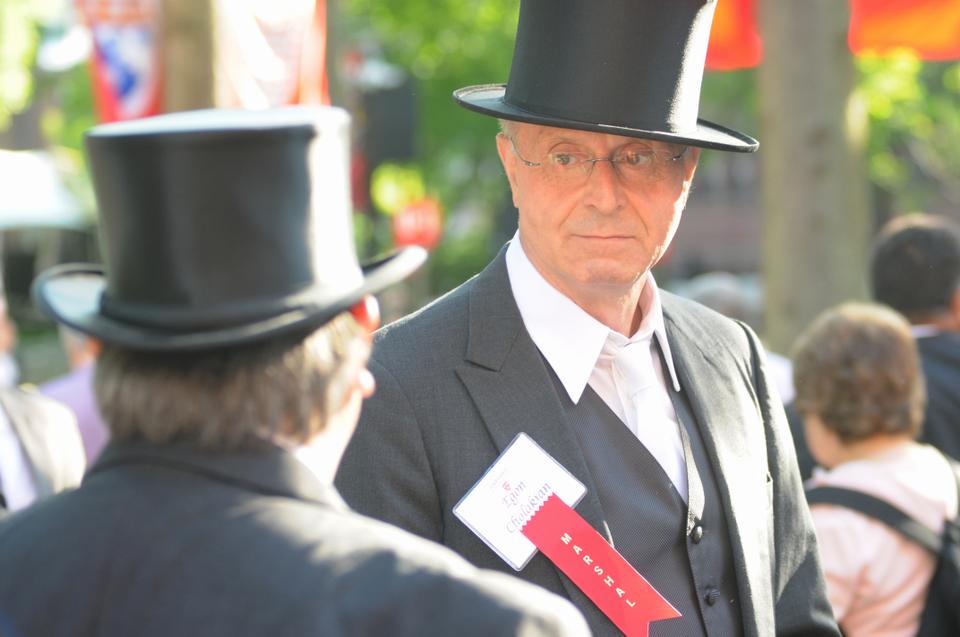 At Commencement, Marshals guide guests and students to their seats.