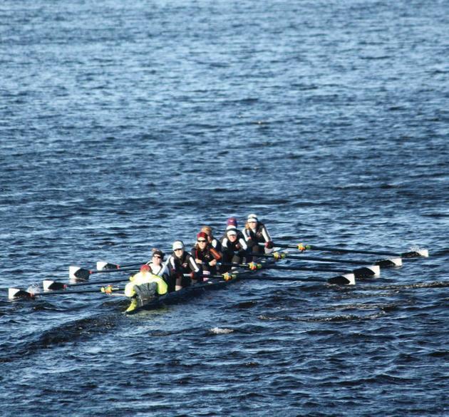 Each of the three Radcliffe boats, shown here in earlier action, fell short of the NCAA Grand Finals on Sunday.