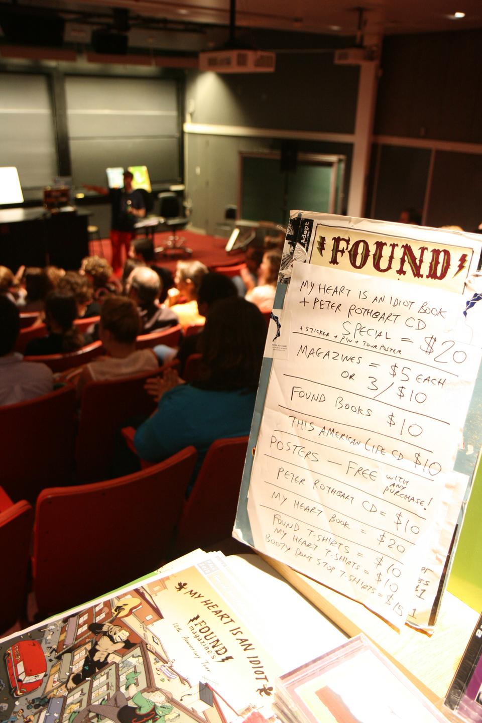 Brothers Davy and Peter Rothbart, the founders of FOUND magazine, which specializes in publishing found notes and objects, celebrate the magazine's 10th anniversary with stories, jokes, and song.