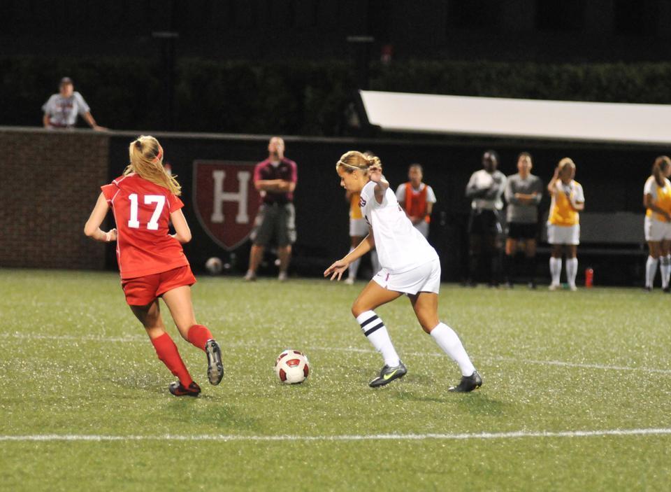 On Friday evening, junior co-captain Peyton Johnson, shown here in earlier action, and the rest of the Harvard squad will take on Boston College in the teams’ first meeting in three years. The Crimson is looking for its fourth win of the season before opening Ivy play against Penn on Sept. 21.facing an Ivy opponent, the most recent of which being Yale in 2006.