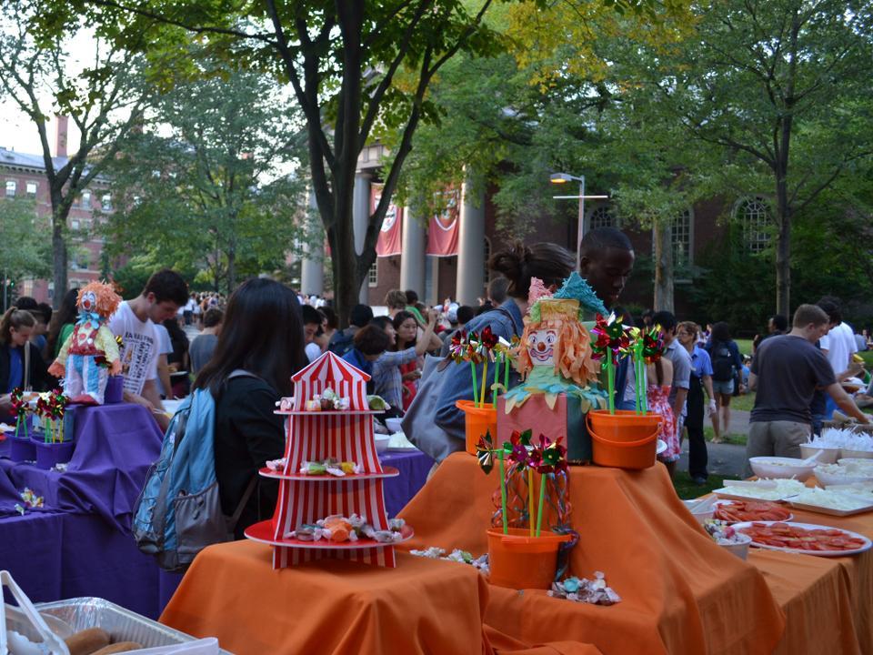 Students gather at Tercentary Theatre for food, games, and other activities at the annual Welcome Back Event.