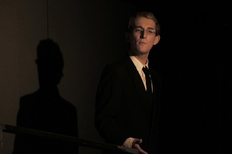 Aaron S. Graham-Horowitz '15 as Marcus Andronicus, brother to Titus, addresses the conflict on who shall become the next emperor of Rome.      