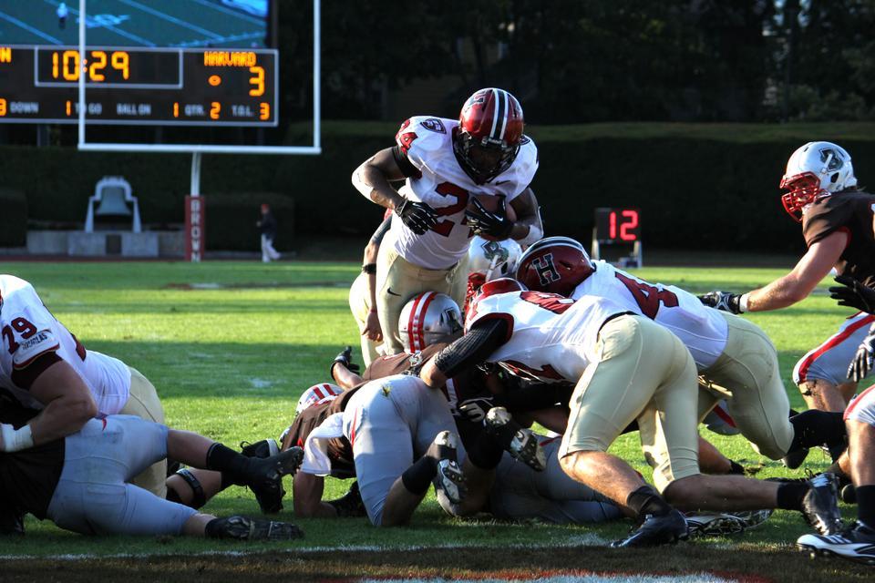 After rushing for a career-high 173 yards and two touchdowns in Week One, senior running back Treavor Scales followed up with a four-touchdown performance on Saturday at Brown. On 18 carries, Scales ran for 136 yards, including a 41-yard run in the fourth quarter that gave Scales his third score and the Crimson a 38-24 lead.