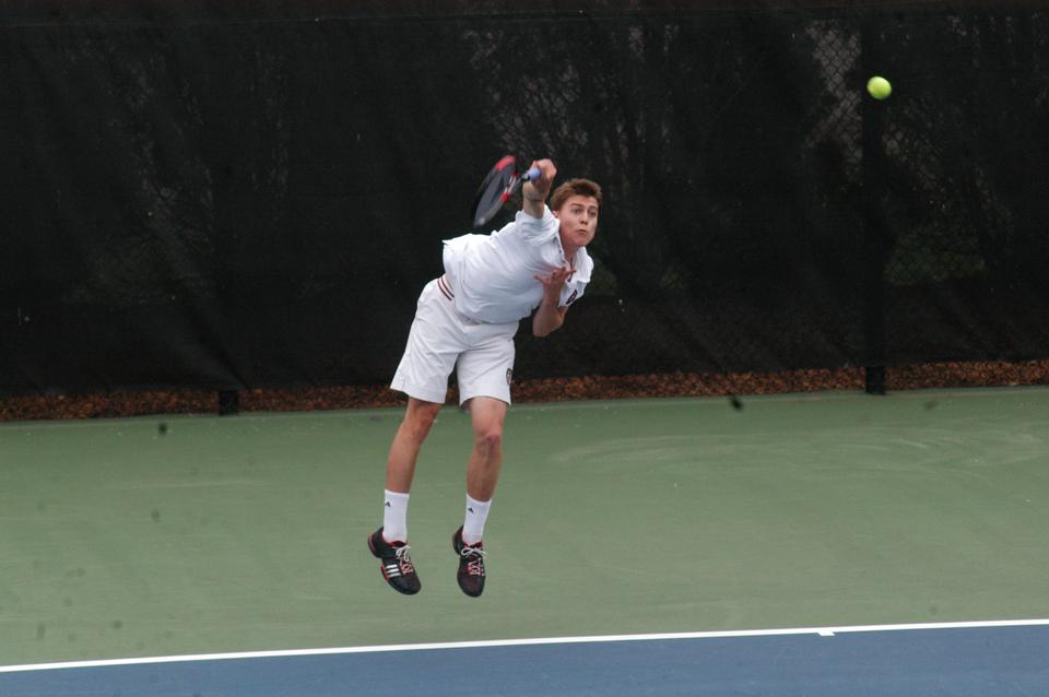 Sophomore Henry Steer, pictured here in earlier action, was the No. 1 seed in his singles bracket at the USTA College Invitational this weekend in Flushing, N.Y. In his first-round match, Steer fell in a super tiebreak.
