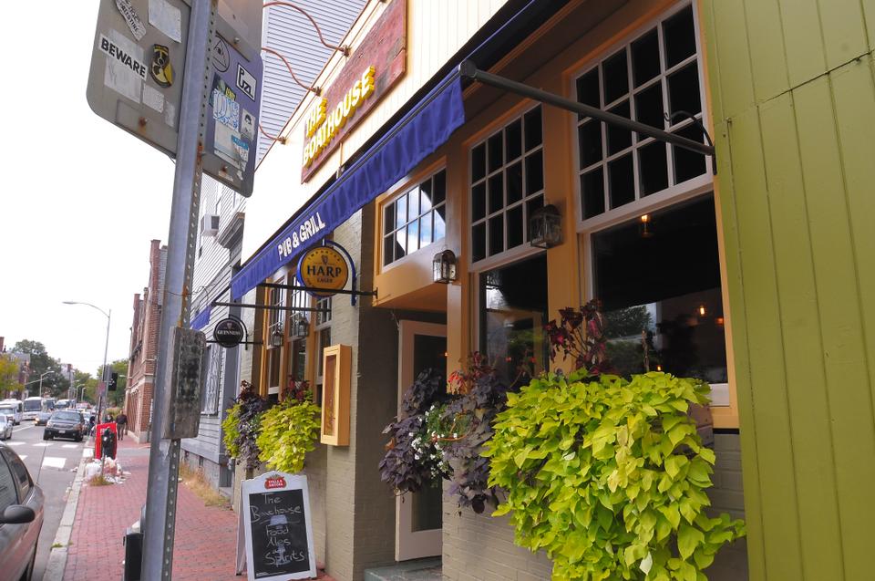 A welcome sign sits in front of The Boathouse on Mt. Auburn St. on Monday. The restaurant was opened last Wednesday by the owners of Daedalus.