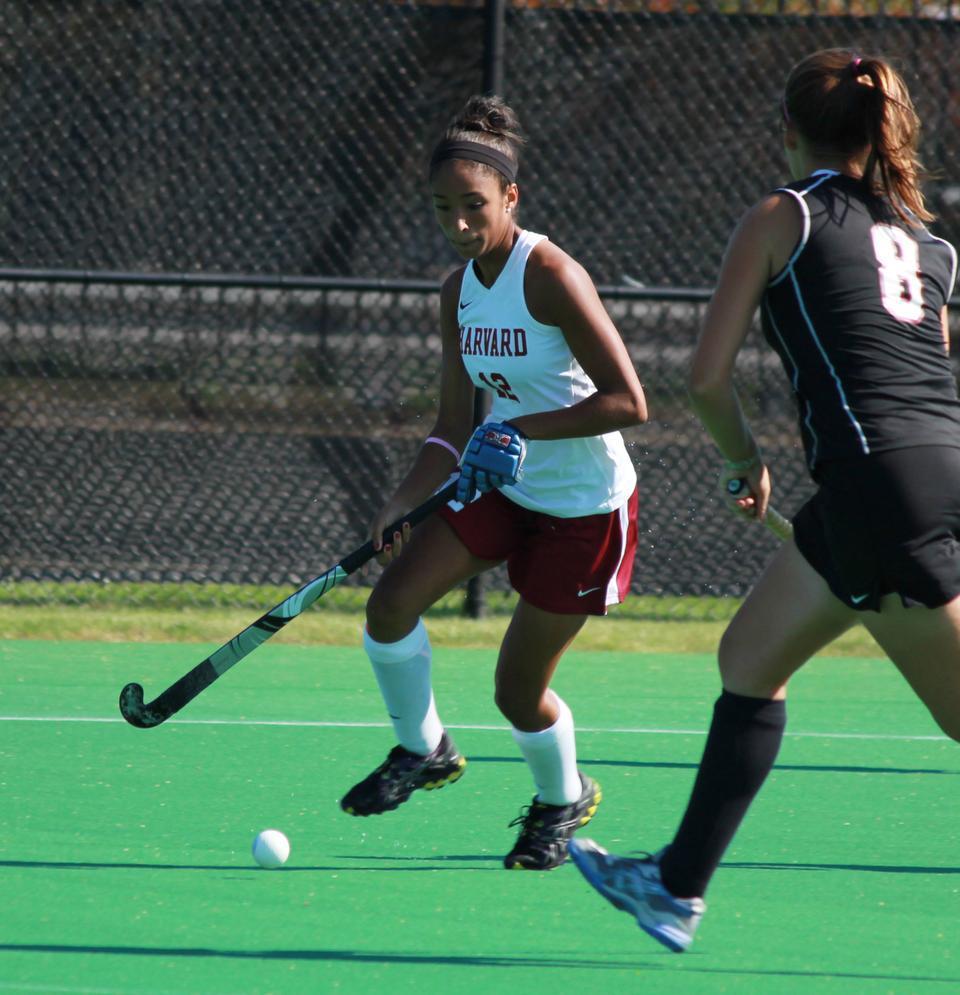 The Harvard field hockey team dropped to 3-8 on the year after falling 3-1 to Bucknell on Saturday at Jordan Field. Sophomore forward Sydney Jenkins, shown above in earlier action, assisted the Crimson’s lone score, a goal from junior Rachel Rosenfeld in the 43rd minute that pulled the squad within one. 