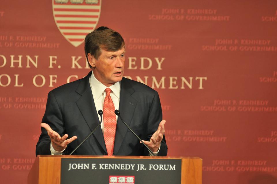 Charles E. Haldeman gives the 2012 Glauber Lecture Thursday night at the John F. Kennedy Jr. Forum. Haldeman spoke about the affairs and operations of Freddie Mac during his time as the company's CEO, which began in 2009 and ended earlier this year.