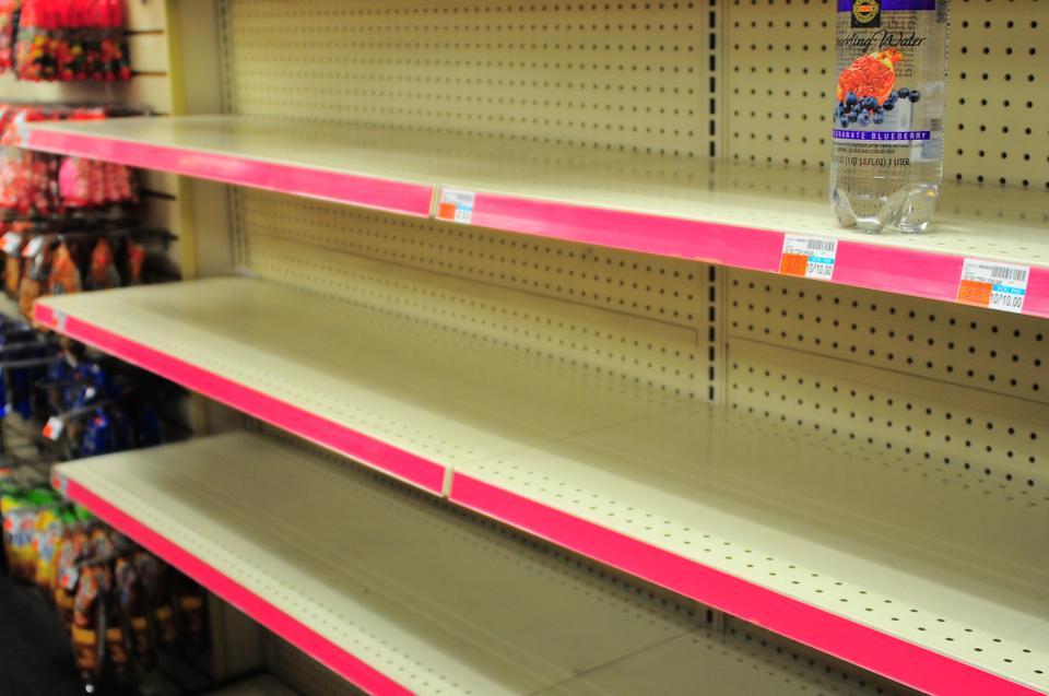 The shelves of CVS were emptied of water and non-perishables Sunday night as students and area residents prepared for the arrival of Hurricane Sandy, which led to the cancellation of Monday classes.