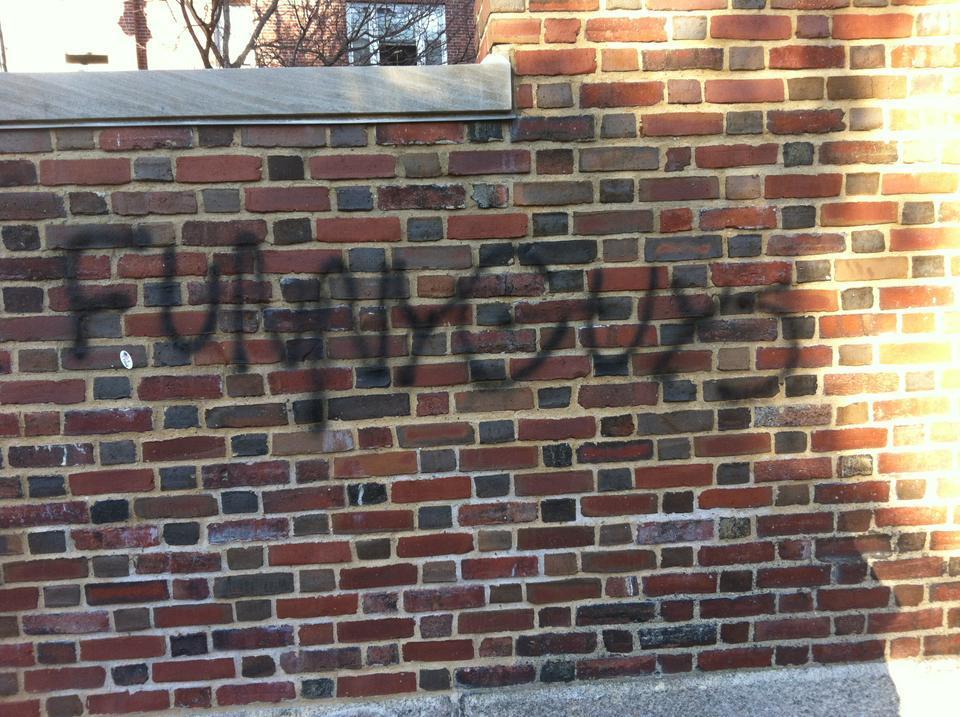 Graffiti on the Harvard Lampoon, a semi-secret Sorrento Square social organization that used to occasionally publish a so-called humor magazine. 