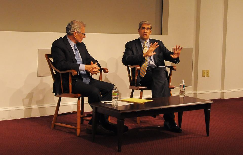 Gerald Chertavian, founder of the non-profit organization Year Up, speaks Monday night to students at the Harvard Business School. Chertavian discussed the origins and operations of Year Up, which facilitates education and professional training for young urban adults.