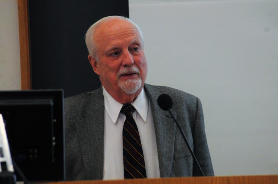 Professor William G. Dever gives a talk on archaeological evidence supporting the existence of the biblical King Solomon. Professor Dever, a distinguished archaeologist with extensive experience excavating in Israel and the Near East, presented slides and discussed recent excavations of Solomonic temples and cities.