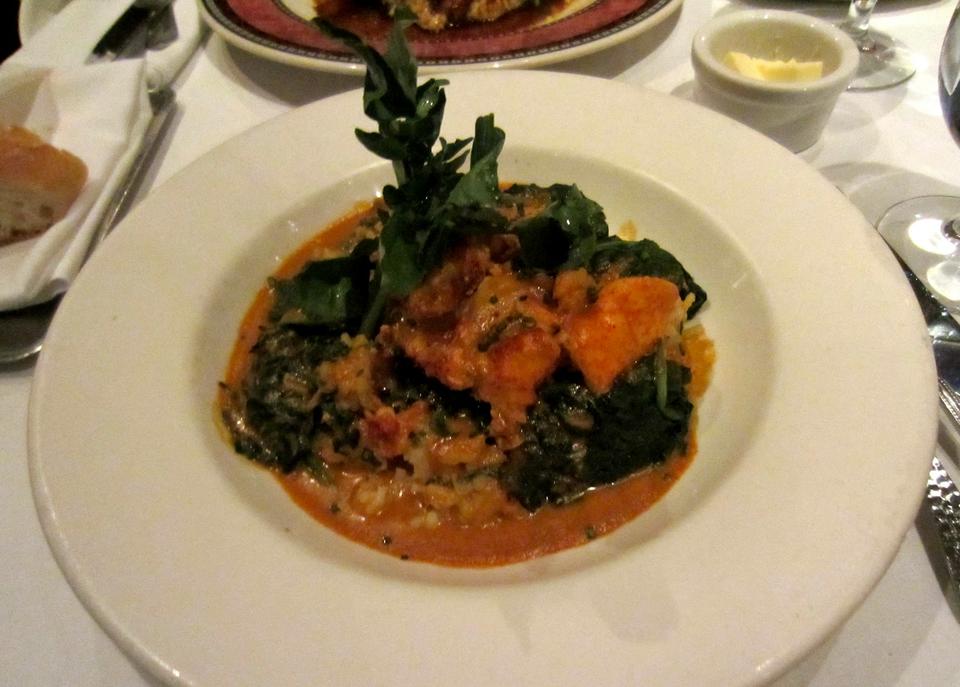Lobster Risotto ($32) with spinach and cognac lobster sauce 