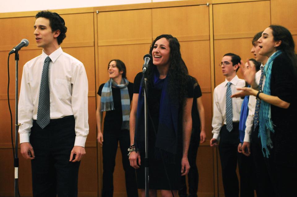 Brooke Kantor '15 sings "Livin' on a Prayer" at the Shani a cappella Chanukah concert this Thursday at Hillel. Shani is Harvard's only Jewish social action a cappella group.
