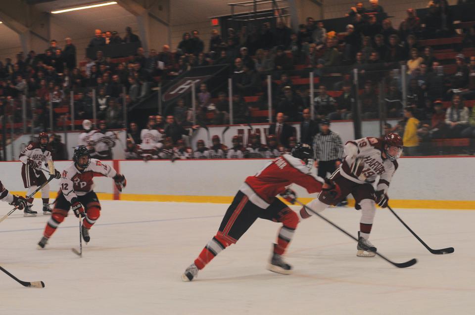 Freshman Jimmy Vesey, shown above in previous action, scored the Crimson's only goal Tuesday in a 4-1 loss to Union.