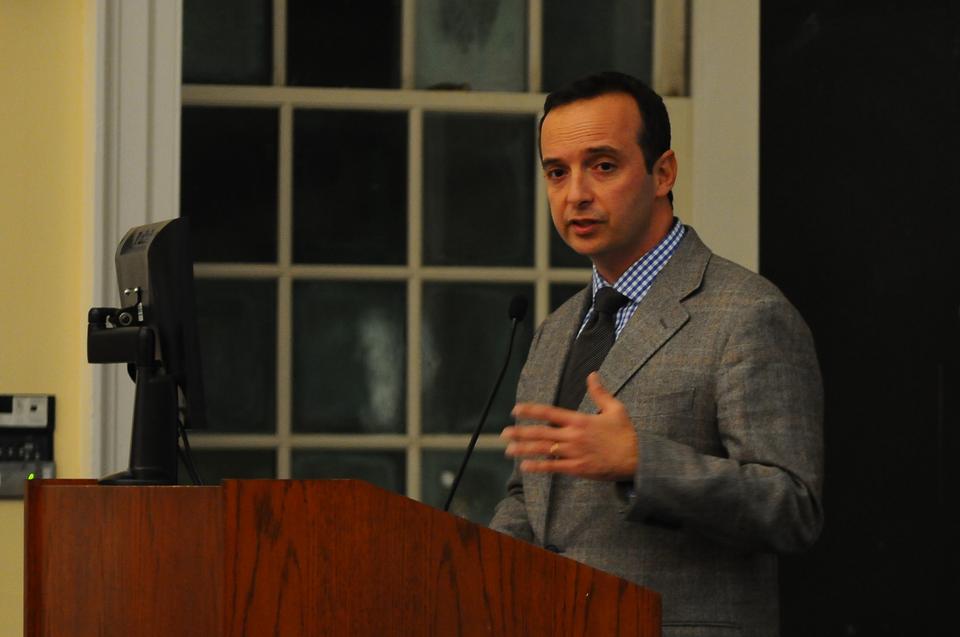 Alexandros Costopoulos introduces his Repower Greece project on Tuesday. At the event, eight speakers delivered their ideas about re-energizing the Greek economy through social entrepreneurship. 