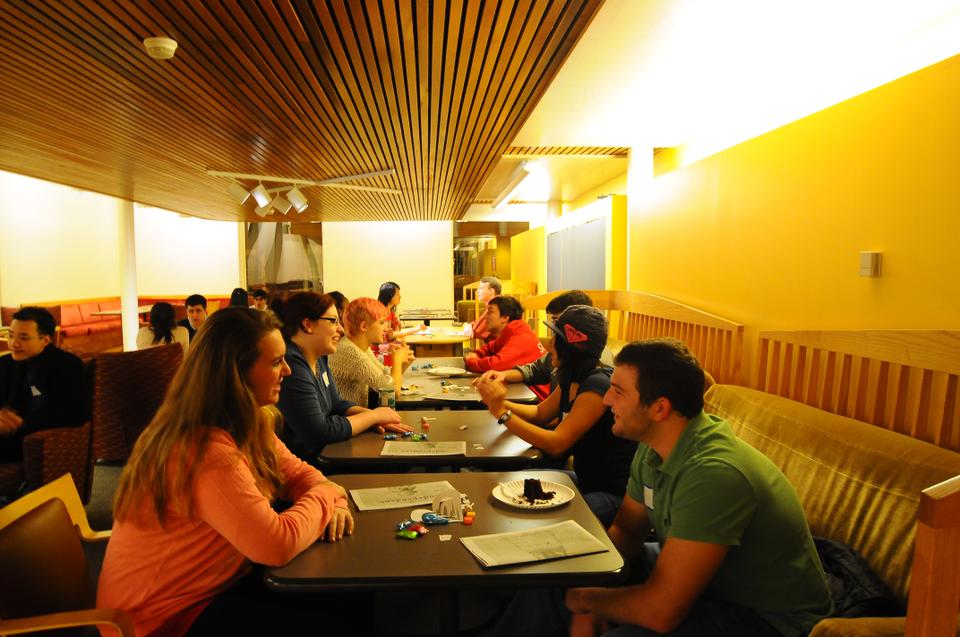 Speed daters look for last minute Valentines in Ticknor Lounge on Thursday. Held by the Harvard Independent, the Indy 500 speed dating event helps singles meet potential companions annually. 
