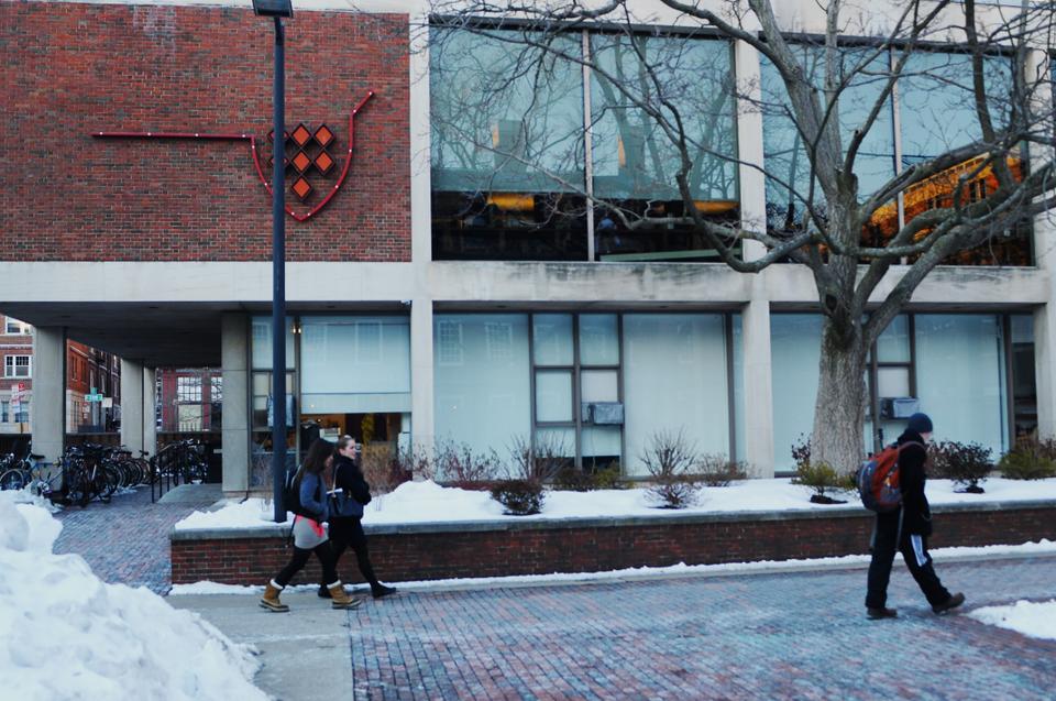 Students nonchalantly walk through Quincy Courtyard on Monday afternoon.  An assault occurred less than 24 hours before at 1:35 am early Monday morning.  
