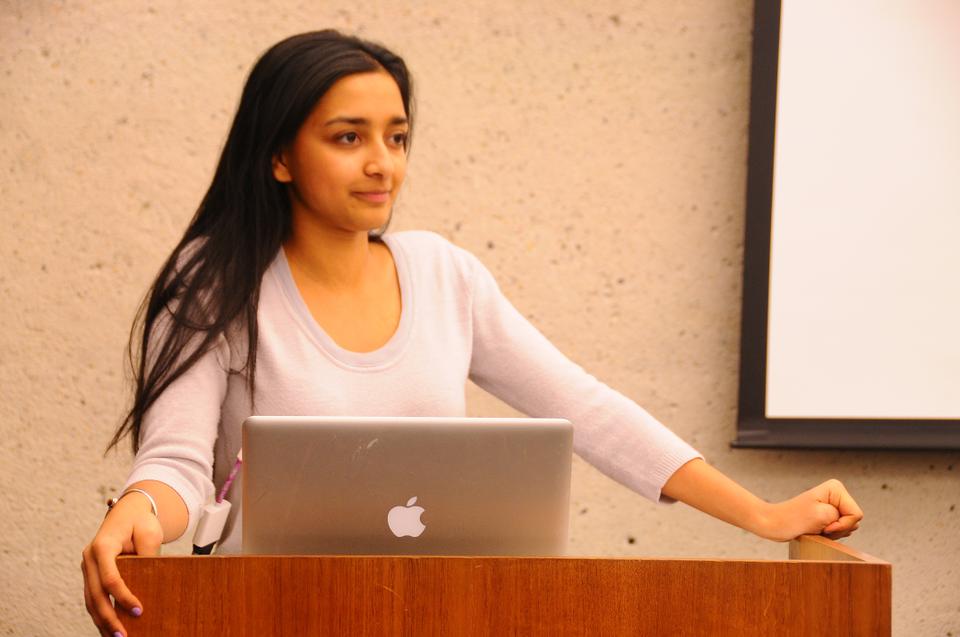 Tara Raghuveer '14 address student representatives. 