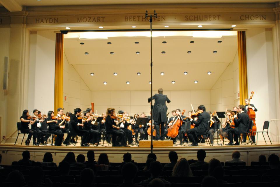 The Harvard Bach Orchestra performs Ravel's 'Le Tombeau de Couperiu' in Paine Music Hall on March 9th. 