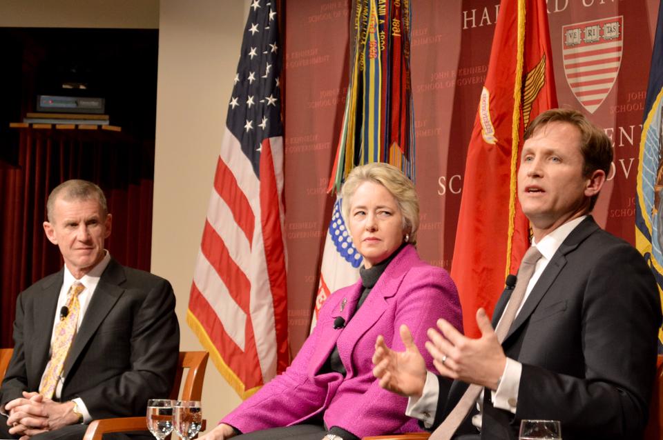 General Stanley McChrystal, Mayor Annise Parker, and Spencer Kympton speak at the IOP Panel "Ask What You Can Do For America's Veterans" on Monday afternoon at the IOP.  