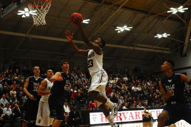 Wesley Saunders, pictured in earlier action, and his team will face off against the University of New Mexico in Salt Lake City on Thursday. The game will mark Harvard's second NCAA tournament appearance in the past two years.
