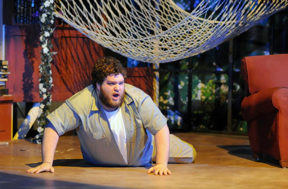 Nick Bottom, played by Evan Ross, reawakens in human form after his stint as a donkey at the hands of Puck.
