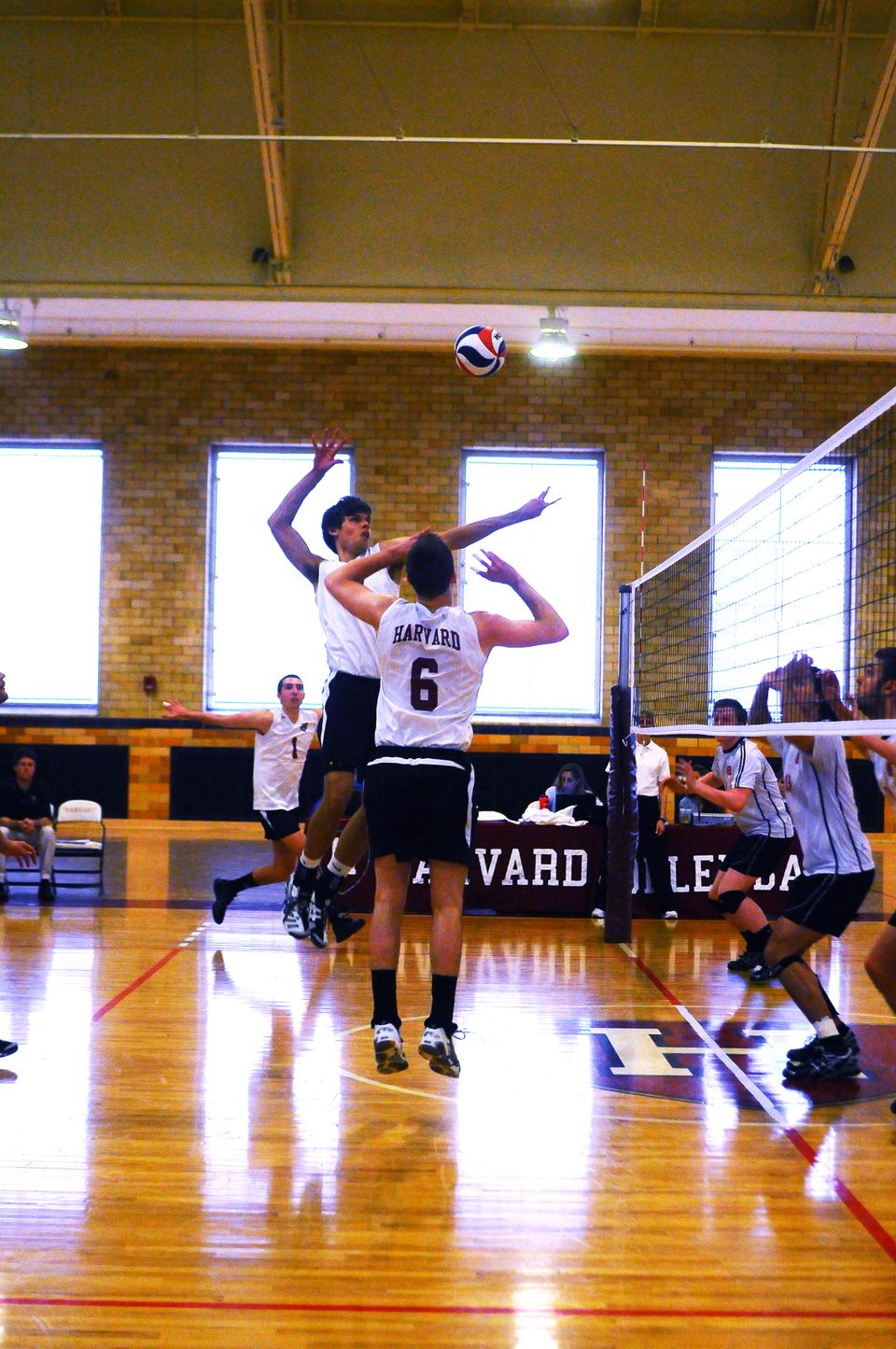 The men's volleyball team, shown here in earlier action, suffered a 3-0 defeat at the hands of Penn State to fall to second in the EIVA.