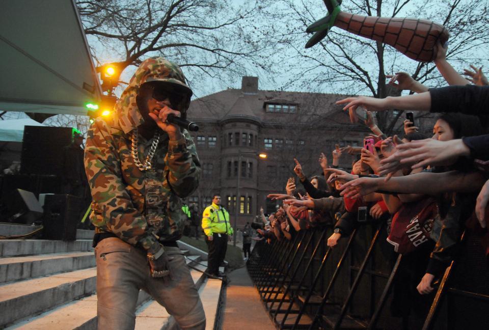 Students clamor for hip-hop artist Tyga at this year’s annual Yardfest held in Tercentenary Theatre. Hosted by the Office of Student Life, the concert brought with it sizable controversy about the artists’ lyrics.