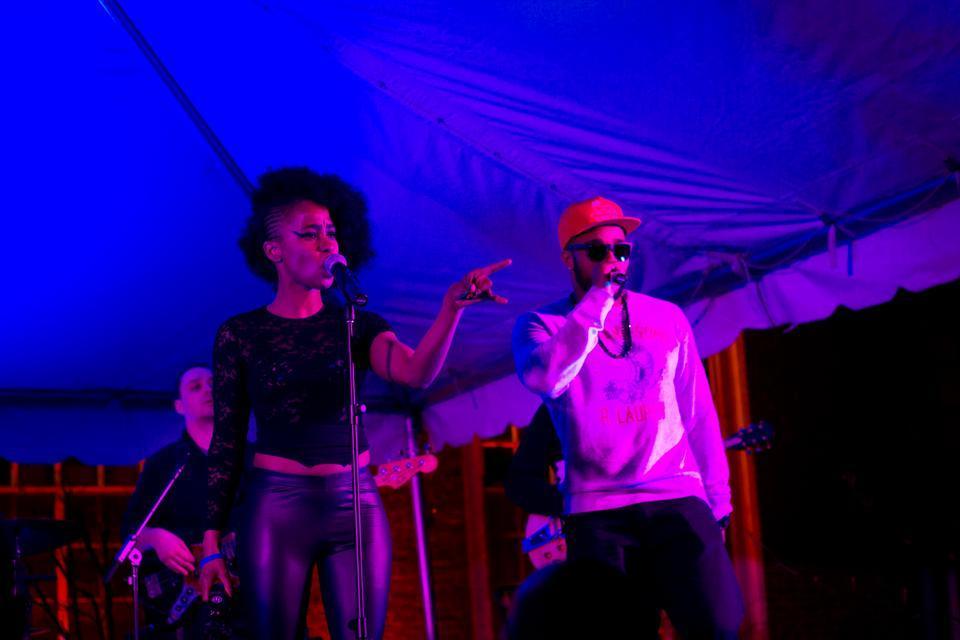 Local hip-hop and soul artist Shea Rose and her band perform at a concert in the Eliot House courtyard. The concert was arranged as an alternative to the Yardfest concert featuring Tyga.