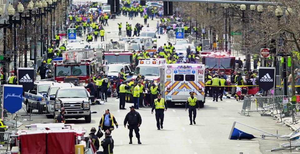 Two bombs went off at the end of the Boston Marathon