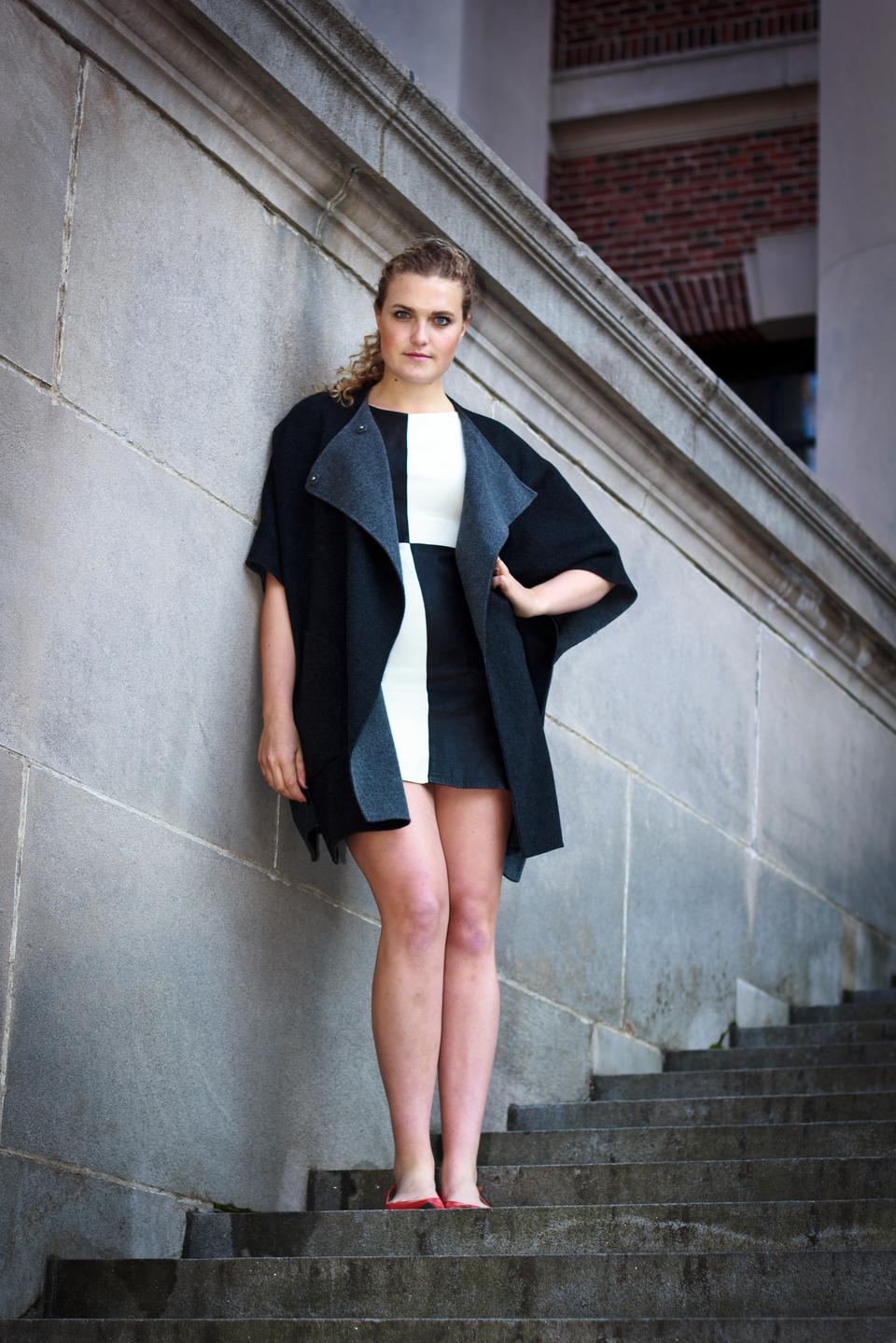 Susannah Maybank 15' poses outside of Widener Library. 