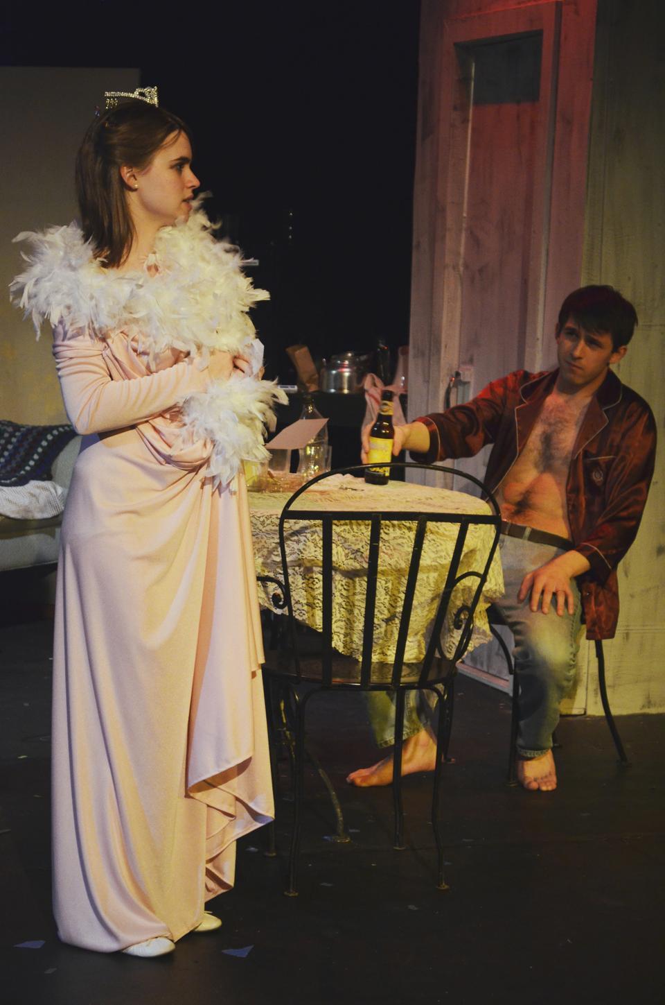 Ema H. Horvath '16 and Peter K. Bestoso '14 rehearse their roles as Blanche and Stanley in Harvard Radcliffe Dramatic Club's "A Streetcar Named Desire" at the Adams Pool Theater. The play opened Thursday, April 18th, with subsequent showings Friday evening, Saturday afternoon, and Saturday evening.