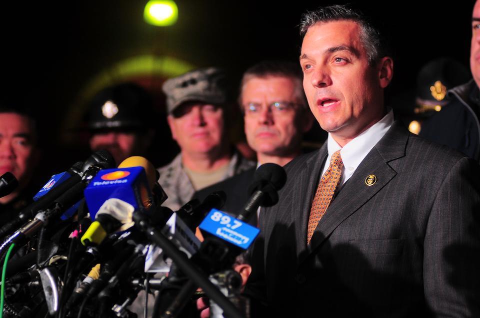 Gene Marquez of the Bureau of Alcohol, Tobacco, Firearms and Explosives speaks at a press conference on Friday evening following authorities' taking Boston Marathon bombing suspect Dzhokhar Tsarnaev into custody. Marquez thanked the public for their support of the ongoing investigation, which shut down the Boston area on Friday. 