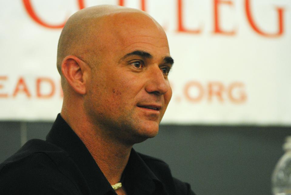 Andre Agassi talks to students about his tennis career and perfectionism, giving the advice to understand when things are out of one's control. Agassi was a guest of the Leadership Institute at Harvard College on Tuesday.
