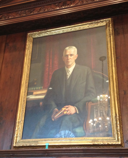 Clarence H. Haring, Master of Dunster House from 1934-48, is so generous with his time! WHILE HE WAS READING, he let the artist paint his portrait. 