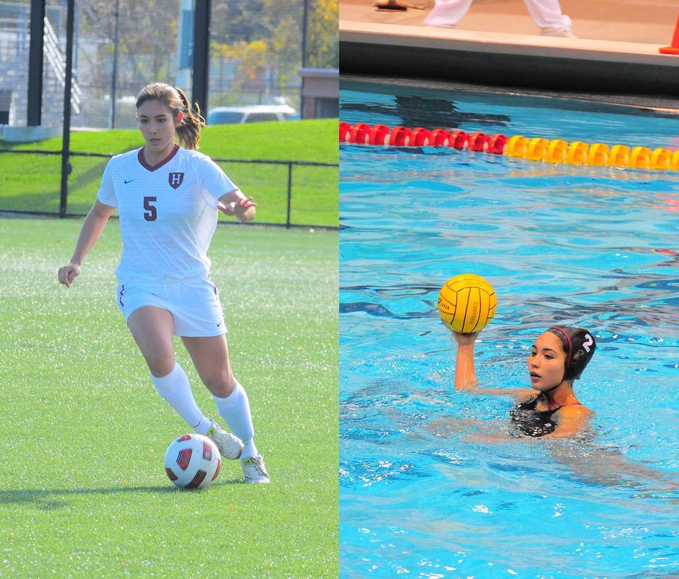 Senior Aisha Price started in 14 women’s soccer games, tallying seven points, last fall before co-captaining the women’s water polo team in the winter and spring. She credits her coaches and Harvard’s Ivy League affiliation for allowing her to compete in two sports.