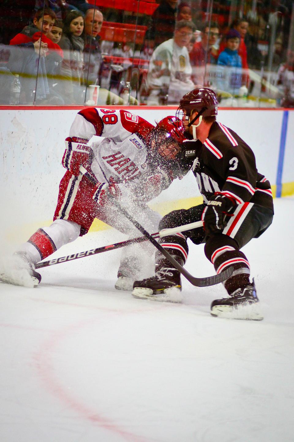In the middle of an eight-game losing streak, the Harvard men’s hockey team was stymied by Brown in a 5-2 defeat. The Crimson finished the year 10-19-3.