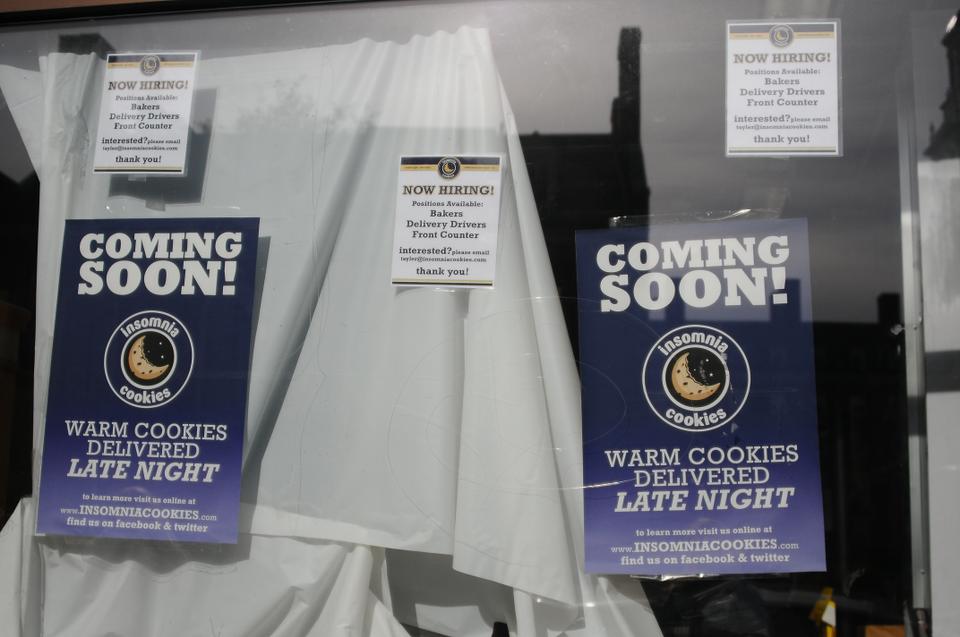 Philadelphia-based chain Insomnia Cookies opened a new location on campus at 65 Mt. Auburn in November, giving Harvard students a new way to fill late-night cravings.