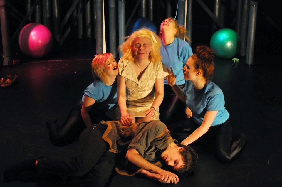 Eurydice, played by Laura J.A. Trosser ‘16, is taunted as she mourns the death of her father in a student production of “Eurydice” in the Loeb Ex on March 10.